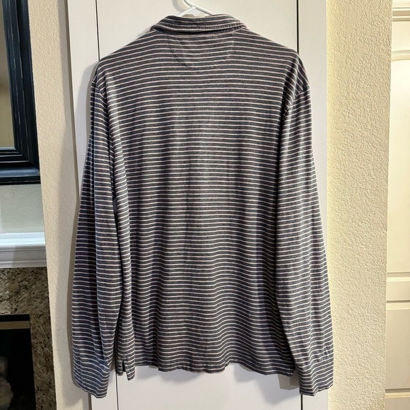 Faherty Men’s Long Sleeve Striped Cotton Polo Shirt Size Large - Picture 5 of 7